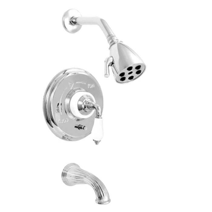 Sigma Pressure Balanced Tub & Shower Set With 9'' Plate Trim (Includes Haf And Wall Tub Spout) Venezia Sigma Gold Pvd .44