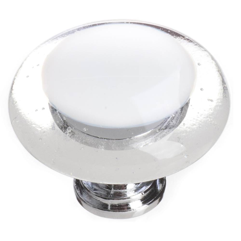 Sietto Reflective White Round Knob With Satin Nickel Base