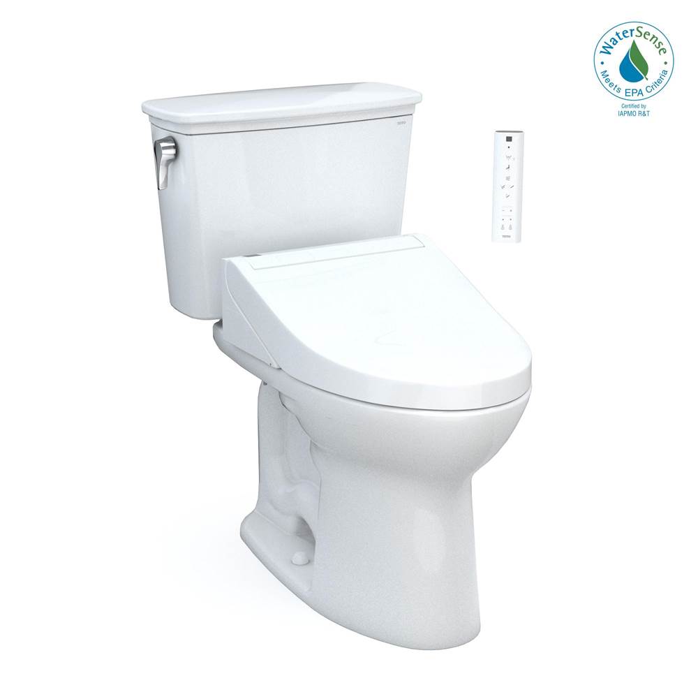 TOTO Toto® Drake® Transitional Washlet®+ Two-Piece Elongated 1.28 Gpf Tornado Flush® Toilet With C5 Bidet Seat, Cotton White