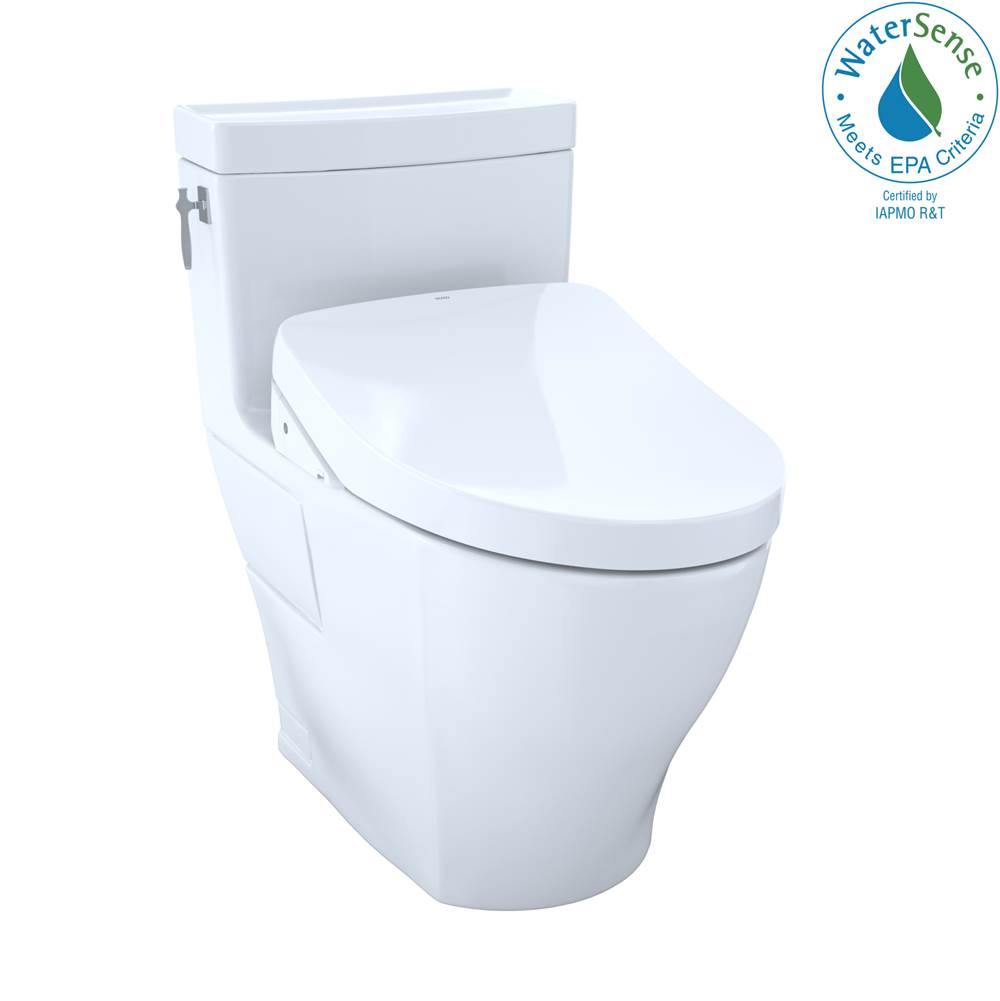 TOTO Toto Washlet+® Aimes One-Piece Elongated 1.28 Gpf Toilet And Contemporary Washlet S500E Bidet Seat, Cotton White