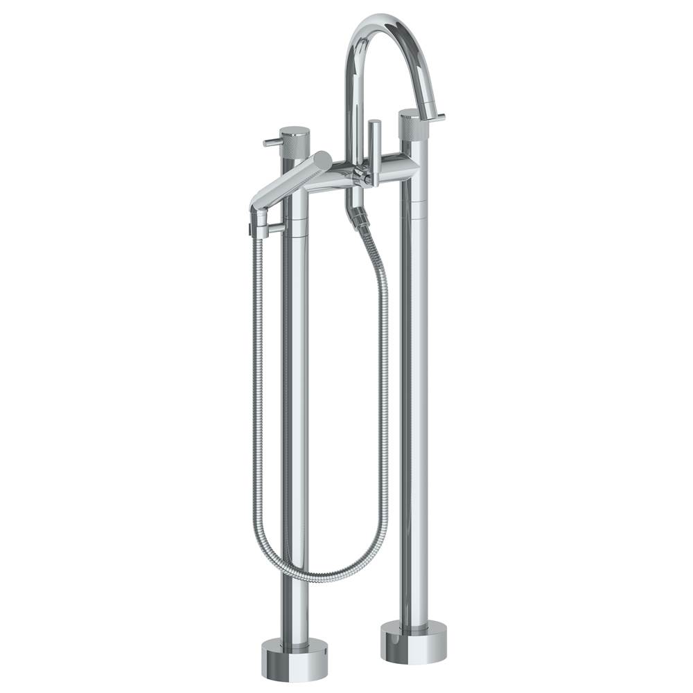 Watermark Floor Standing Bath set with Gooseneck Spout and Slim Hand Shower